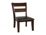 Cherry Finish Classic Style Set of 2 Side Chairs Mango Veneer Faux Leather Upholstered Transitional B01146560