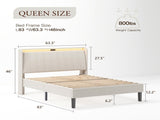 Queen Size Platform Bed Frame with Fabric Upholstered Headboard and Wooden Slats Support 67196705