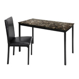 ZUN 2pc Writing Desk and Chair Set Black Finish Metal Frame Faux Leather Upholstery Small Space B011P264610