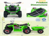2 in 1 Kids Ride On ATV with Removable Trailer, 6V Electric Quad for Toddlers Ages 3 Green 27828029