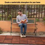 30 PCS Interlocking Deck Tiles Striped Pattern, 12" x 12" Square Acacia Hardwood Outdoor Flooring W2391P276690