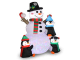 6ft With 3 Penguins, 4 Light Strings, 1 Colorful Rotating Light, Inflatable, Garden Snowman 50113357