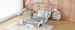 ZUN Twin Size Car-shaped Bed with Roof,Wooden Twin Floor Bed with wheels and door Design,Montessori 45644784