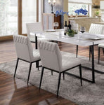 ZUN Ivory Leatherette 2pcs Side Chairs Dining Room Furniture Black Metal frame Padded Seat Dining Chair B011P214980