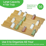 ZUN Bamboo spice rack drawer storage box, 10 spice storage cans organizer drawer rack plugin, 8-piece 86014993