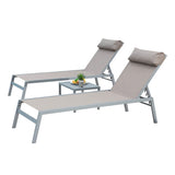 Patio Chaise Set of 3, Aluminum Chairs with 5 Adjustable Positions, Outdoor Chaise W1859109866