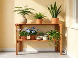 Natural Wood Folding Storage Shelf, Slatted Drainage Design Portable Display Rack for Indoor Outdoor 71835974