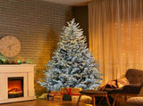 7 FT Pre-lit Snow Flocked Christmas Tree, Artificial Hinged Xmas Pine Tree with 1100 Branch Tips, 02996300