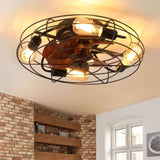 ZUN Caged Ceiling Fan With Light, 20'' farmhouse Low Profile Ceiling fan Lights With Remote Control, W1340103792