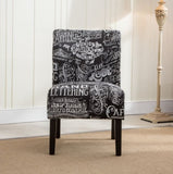 Capa Chalkboard Shadow Print Fabric Armless Contemporary Accent Chair T2574P164261