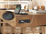 Flip-Top Mirror Vanity Desk 38", 2 AC Outlets USB Type-C Charging Station Makeup Table Computer Desk 76044667