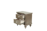Luxury Classic Antique Silver / Champagne Finish 1pc Nightstand Storage Space Bedside Table Bedroom B011P210121