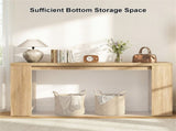 71" Long Farmhouse Console Table, Narrow Entryway Table with Bottom Storage Shelf 36453536