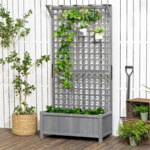 ZUN Wood Planter with Trellis for Vine Climbing （Prohibited by WalMart） 62491236