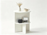 2-Tier Modern White Side End Table Engineered Wood Accent Nightstand with Open Storage Shelf 36576351