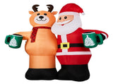 Santa Claus Hugging Reindeer Inflatable 6.8ft, 190D Polyester Christmas Yard Decor with 6 LED 16150534