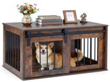 31.5" Dog Crate Furniture with Sliding Barn Door, Wooden Dog Kennel End Table for Indoor Use 61976880