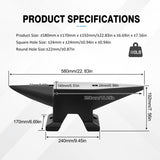 110Lbs Cast Steel Anvil, High Hardness Rugged Round Horn Anvil Blacksmith, Large Countertop and W2885P245725