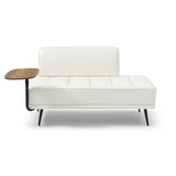 55"Inch Width Modern End of Bed Bench,Beige Faux Leather Upholstered With side table, 360-degree W2677P196632
