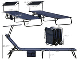 Blue Set of 2 Outdoor Lounge Chairs Reclining Back, Steel Frame with Side Pocket for Poolside 39831180