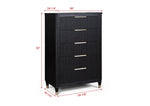 ZUN 1pc Contemporary 5-Drawer Black Tall Chest Metal Knobs Modern Design Wooden Bedroom Furniture B011P240207