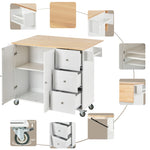 ZUN Rolling Mobile Kitchen Island with Solid Wood Top Locking Wheels,52.7 Inch Width,Storage Cabinet 01559303