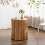 Retro Fashion Style Cylindrical Side Table with Vertical Texture Relief Design,Suitable for Living GL-W757102860