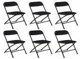 6 Pack Plastic Folding Chairs Black Heavy Duty Indoor Outdoor Portable Stackable Chairs for Party 47120347