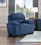 Plush Seating Chair 1pc Blue Textured Fabric Channel Tufting Solid Wood Frame Modern Living Room B011P214022