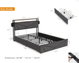 ZUN Full Bed Frame, Storage Headboard with Charging Station, Solid and Stable, Noise Free, No Box Spring W2129P262892