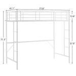 ZUN Twin Size Metal Loft Bed with Safety Guardrails & 2 Built-in Ladders, Loft Bunk Bed Frame for Teens 83520280