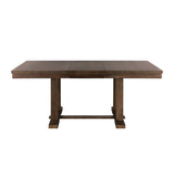 ZUN Classic Light Rustic Brown Finish Wooden 1pc Dining Table w Self-Storing Leaf Mindy Veneer Furniture B01158529