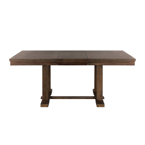 ZUN Classic Light Rustic Brown Finish Wooden 1pc Dining Table w Self-Storing Leaf Mindy Veneer Furniture B01158529