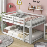 ZUN Twin over Twin Floor Bunk Bed, White 27255219