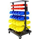 6-Tier Dual-Sided Rolling Bin Rack , 350 Pound Capacity, Includes 60 Organizer Bins, with Tray and W465P202988