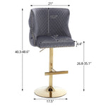 ZUN Hengming Velvet bar chair stool one-piece set, adjustable height, diamond lattice against the back W212115085