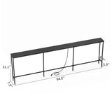 Console Table with Power Outlet, 94.5"7.9"31.1", MDF with Melamine Veneer & Metal Frame, Black 55035818