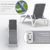 Patio Chaise Lounge Adjustable Aluminum Pool Lounge Chairs with Arm All Weather Pool Chairs for W1859109671
