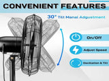 20 Inch Pedestal Floor Fan 5000CFM, Oscillating Standing Fan, Adjustable Rod, 100% BLDC Copper 93438497