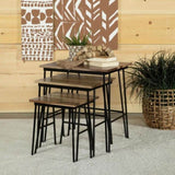 Natural and Black 3-Piece Nesting Table with Hairpin Legs B062P153893