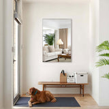 48x32 Oversized Modern Rectangle Mirror with SIlver Frame Decorative Large Wall Mirrors for W708P297399