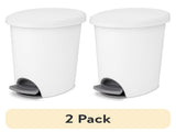 (2 pack) Small Bathroom Trash Can, 2.6 Gallon Plastic Garbage Bucket Bin with Step Lid, White 90924246