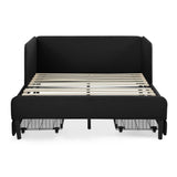 Full Size Upholstered Platform Bed Frame with 2 Storage Drawers, Adjustable Velvet Sofa Bed, Black W1413P298912