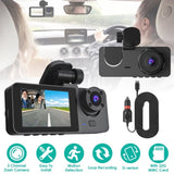 3 Channel Dash Cam Front Inside Rear Vehicle Driving Recorder Car DVR with 32G MMC Card G Sensor 24402917