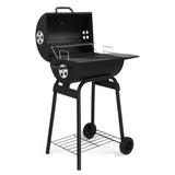 ZUN Charcoal Grills Outdoor BBQ Grill, Barrel Charcoal Grill with Side Table and Wheels, for Outdoor 49876379