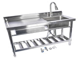 Stainless Steel Kitchen Sink Commercial Freestanding Utility Sink with Drawer and Pull-Out Faucet 47271266
