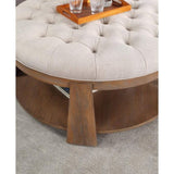 Wire-brushed Finish Natural Tone / Beige 1pc Ottoman Transitional Style Deep Button Linen Like B011P184961