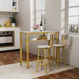 Dining Table Set with 2 Stools,3 Piece Counter Height for Kitchen, Living Room, Small Apartment W578P304320
