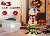 2.5D Stacked Penguins Lighted Christmas Decor 4ft, 63 Warm White LED Animal Dcor, US Plug 5V 6W 48854900