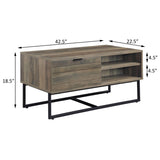 Rustic Oak and Black Coffee Table with Open Storage B062P185649